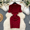 High-end Beaded Slim Knitted Dress