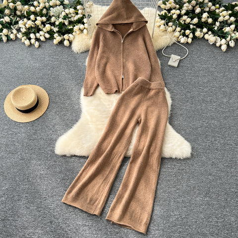 Knitted Hoodie&Trousers Casual 2Pcs