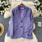 Korean Style V-neck Purple Blazer