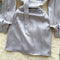 High-end Pleated Satin Shirt Dress