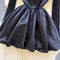 Mesh Patchwork Puffy Black Dress