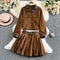 Lapeled Blazer&Pleated Skirt Suede 2Pcs