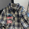 Vintage Embroidered Loose Plaid Shirt