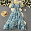 Puffy Sleeve Printed Organza Dress