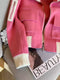 Raspberry Pink Knitted Patchwork Jacket