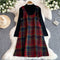 Red Plaid Vest Dress with Sweater 2Pcs