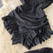 Ruffled Jumpsuit&Mesh Skirt Black 2Pcs