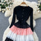 Niche Knitted Patchwork Cake Dress