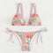 Print Halter Sexy Bikini Tie Split Swimsuit