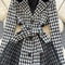 Houndstooth Mesh Patchwork Coat Dress