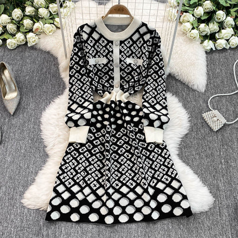 Fancy Knitted Waist-slimming Dress