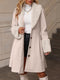 Lace-up Lapeled Tweed Trench Coat