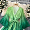 Elegant Lace-up Gradient Color Pleated Dress