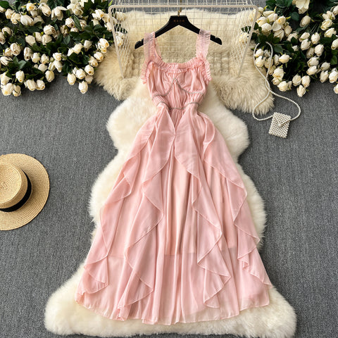 Fairy Beaded Pink Ruffled Dress