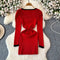 Color Blocking Slim Knitted Dress