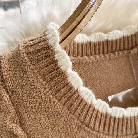 Faux Two-pieces Knitted Patchwork Dress