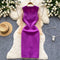 Niche 3D Ruffled Purple Dress