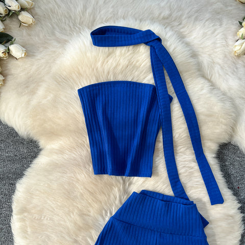 Tank Top & Flared Sleeve Knitted 2Pcs