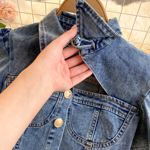 Shirt&Lace-up Shorts Denim 2Pcs