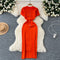 Solid Color Round Collar Knitted Dress