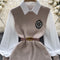 Knitted Vest&White Shirt Uniform 2Pcs