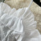 Ruffled Neckline Sequined White Dress