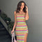 Colorful Striped Bodycon Slip Dress