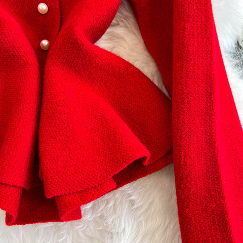 Camellia Cardigan&Skirt Knitted 2PCS