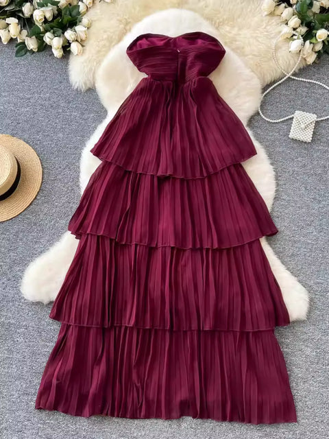 Off-shoulder Layered Cake Dress