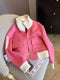 Raspberry Pink Knitted Patchwork Jacket