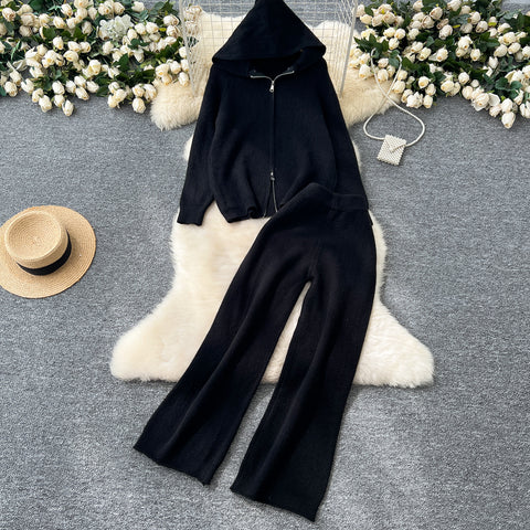 Knitted Hoodie&Trousers Casual 2Pcs