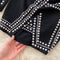 Rhinestone Studded Hip-wrapping Black Dress