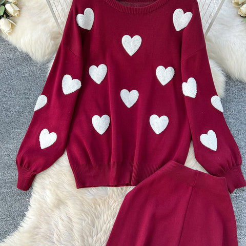 Embroidered Sweater & Trousers Knit 2Pcs