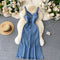 Chic Waist-slimming Denim Slip Dress