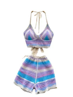 Halter Camisole&Shorts Knitted 2Pcs