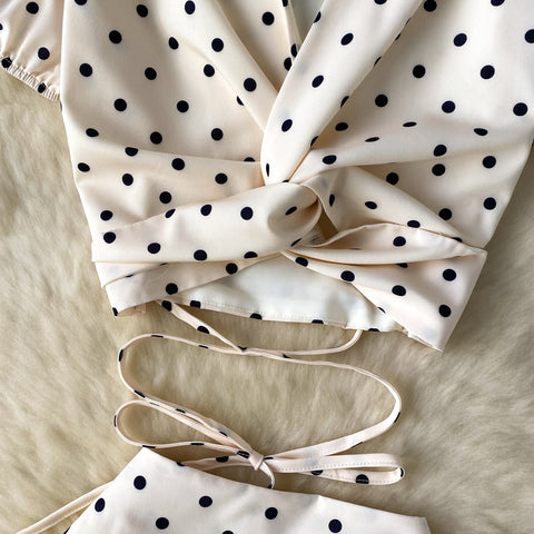 Knotted Top&Skirt Polka Dot 2Pcs