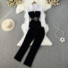 Color-blocking Shirt&Trousers Velvet 2Pcs