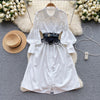 White Shirt Dress with Lace Waistband