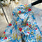 Ruffled Collar Floral Puffy Dress