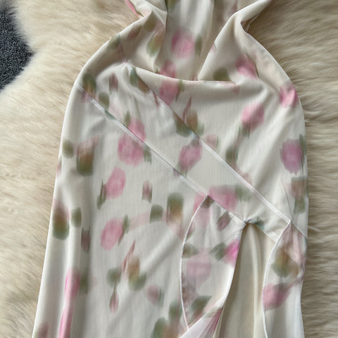 Fairy Strapless Floral Mesh Dress