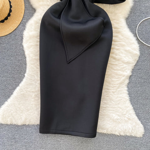 One-shoulder Ruffled Split Evening Dress