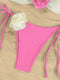 New Three-Dimensional Flowers Color Blocking Swimsuit