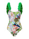 Customized  One-piece Petals Backless  Swimsuit