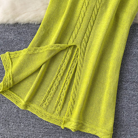 Hollowed Camisole&Fishtail Skirt Knitted 2Pcs