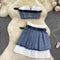 Tank Top&Pleated Skirt Denim 2Pcs