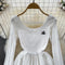 Round Collar Puffy Pleated Dress