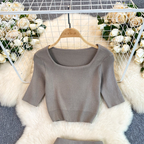 High-end Sweater&Split Skirt 2Pcs