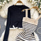 Ruffled Cardigan&Striped Slip Dress 2Pcs