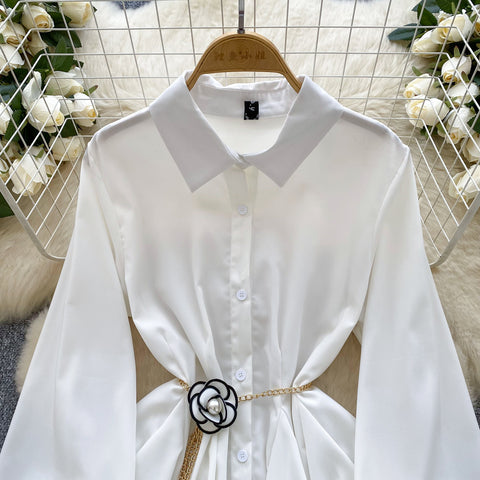 Korean Style Puffy Shirt Dress