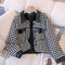 Loose-fit Houndstooth Printed Short Jacket